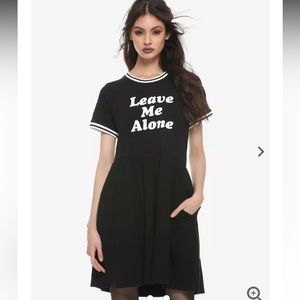 Hot Topic Leave Me Alone 4Ever Black and White Ringer Dress Size Small